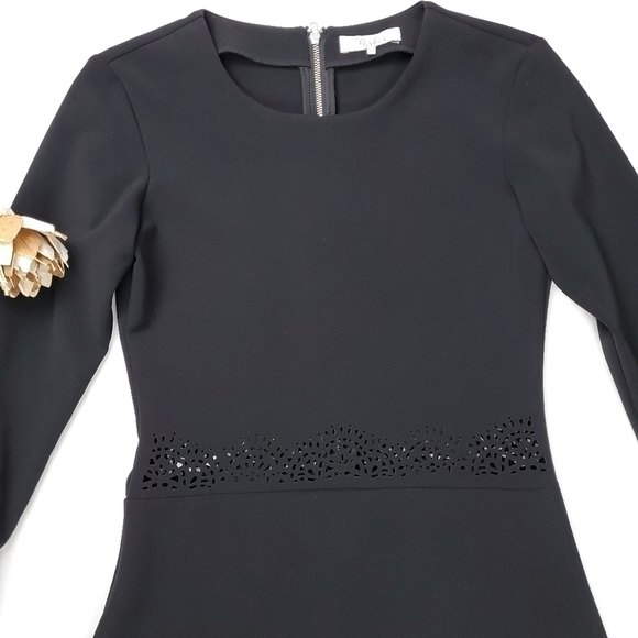 New Parker Black Embroidered Eyelet Bell Sleeve Dress Size Xs - Picture 5 of 14